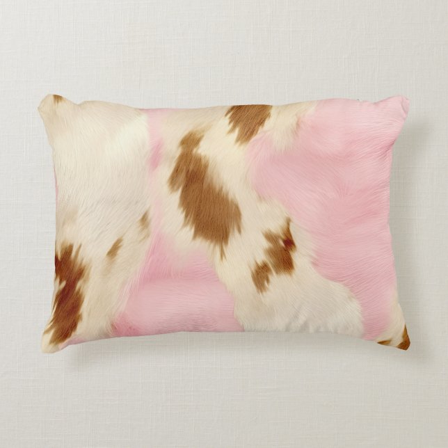Cojín Decorativo Cowgirl Pink Cream Brown Cowhide  (Anverso)