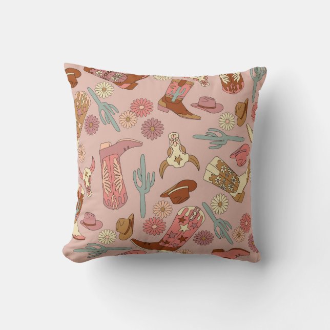 Cojín Decorativo Cowgirl Western Boho Cowboy Boots (Anverso)