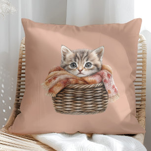 Cojín Decorativo Cozy Basket Cat Pillow - Edición de canela