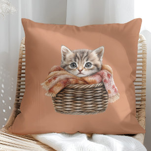 Cojín Decorativo Cozy Basket Cat Pillow - Terracotta Edition