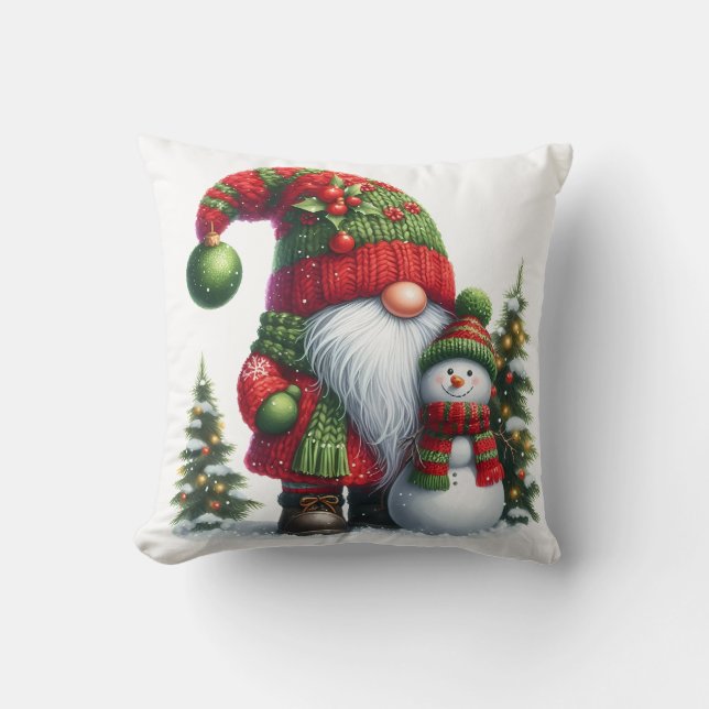 Cojín Decorativo Cozy Christmas Gnome Art – Festive Holiday (Anverso)