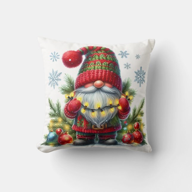 Cojín Decorativo Cozy Christmas Gnome Art – Festive Holiday (Anverso)