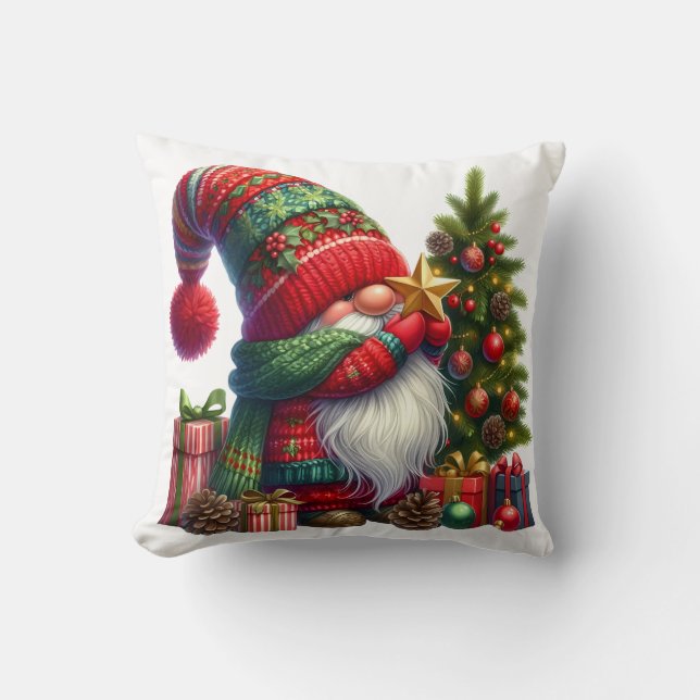 Cojín Decorativo Cozy Christmas Gnome Art – Festive Holiday (Anverso)