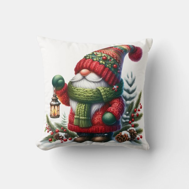 Cojín Decorativo Cozy Christmas Gnome Art – Festive Holiday (Anverso)