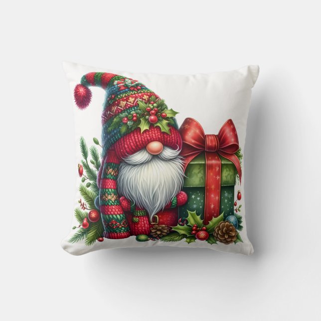 Cojín Decorativo Cozy Christmas Gnome Art – Festive Holiday (Anverso)