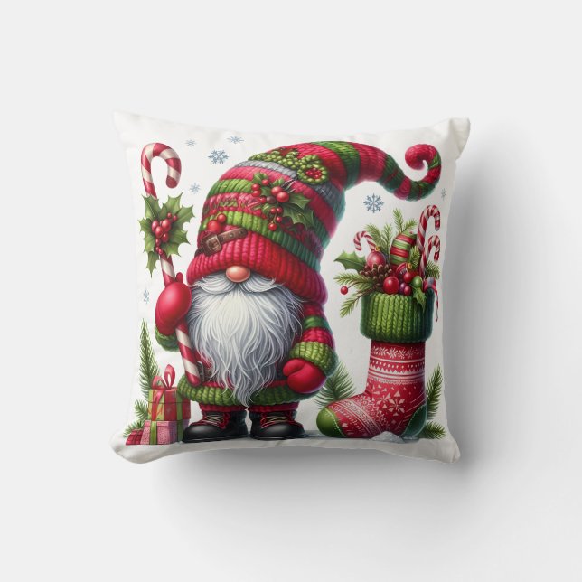 Cojín Decorativo Cozy Christmas Gnome Art – Festive Holiday (Anverso)