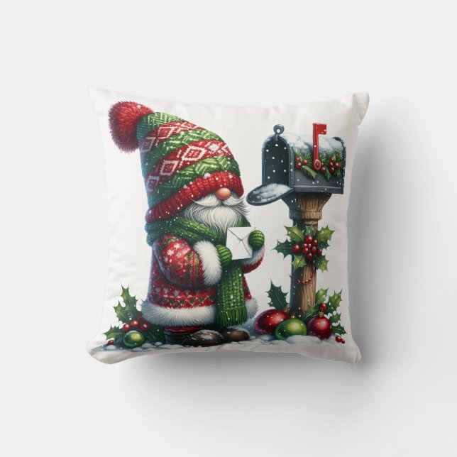 Cojín Decorativo Cozy Christmas Gnome Art – Festive Holiday (Anverso)