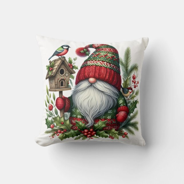 Cojín Decorativo Cozy Christmas Gnome Art – Festive Holiday (Anverso)