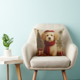 Cojín Decorativo Cozy Christmas Puppy Throw Pillow