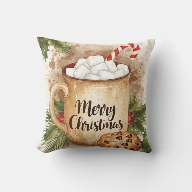 Cojín Decorativo Cozy cocoa merry christmas holly cookie warm (Anverso)