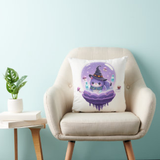 Cojín Decorativo Cozy Cosmic Witch Cat Galaxy Throw Pillow