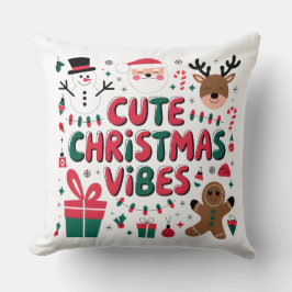Cojín Decorativo Cozy "Cute Christmas Vibes" Throw Pillow