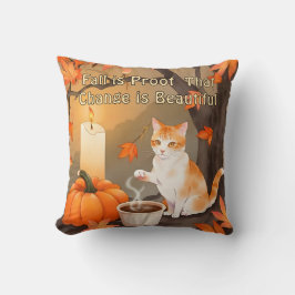 Cojín Decorativo Cozy Fall Cat with Pumpkin Neutral Color
