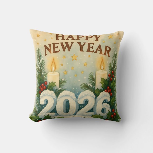 Cojín Decorativo cozy happy new year throw pillow (Anverso)
