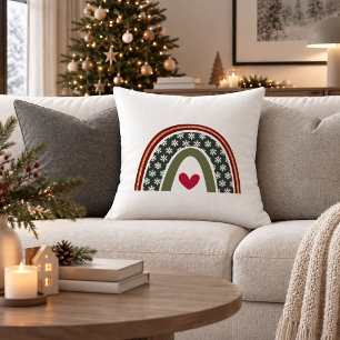 Cojín Decorativo Cozy Red Green Boho Christmas Almohadón Decorativo