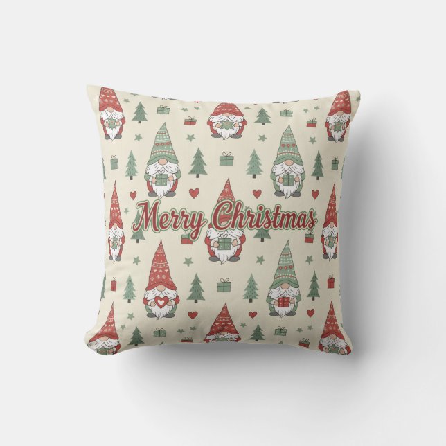 Cojín Decorativo Cozy Scandinavian Christmas Gnome Throw Pillow (Anverso)
