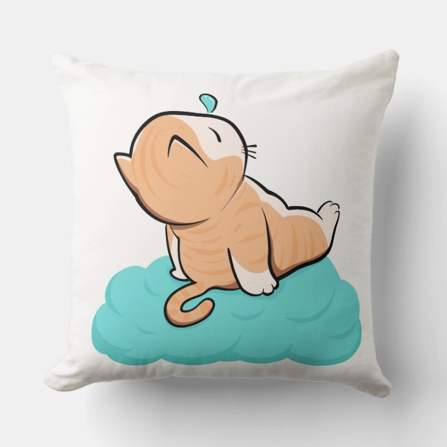 Cojín Decorativo "Cozy sleeping cat on cloud" (Anverso)