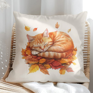 Cojín Decorativo Cozy Sleeping Ginger Cat Pillow - Edición Crema