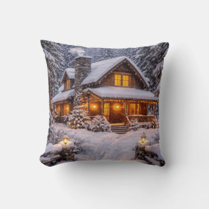 Cojín Decorativo Cozy Winter Cabin in the Snow