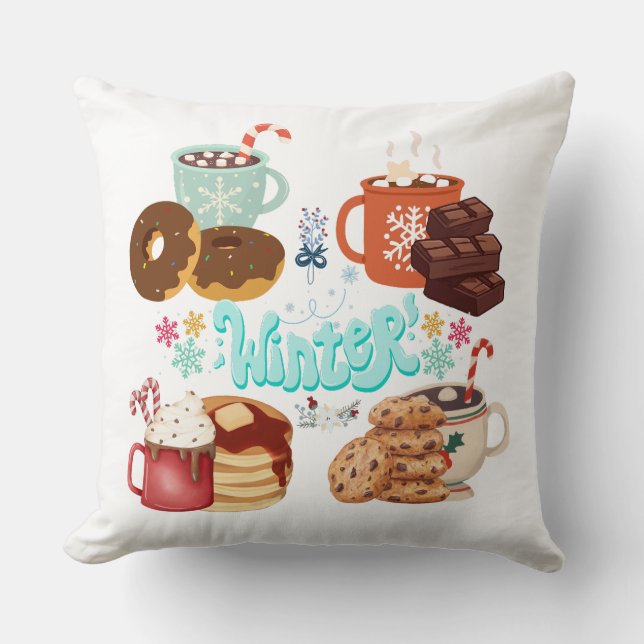 Cojín Decorativo Cozy Winter Treats and Drinks Illustration (Anverso)