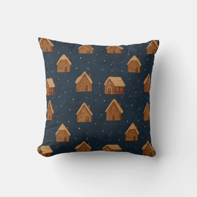 Cojín Decorativo Cozy Winter Village Pattern Throw Pillow (Anverso)