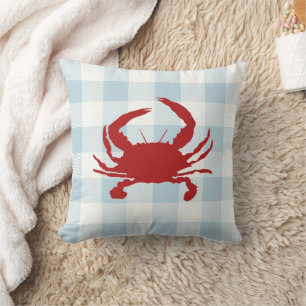 Cojín Decorativo Crab rojo azul Gingham Check