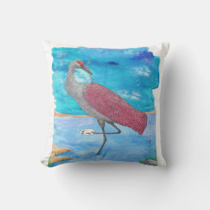 Cojín Decorativo Crane, Artista De La Serie De Arte De La Vida Fl