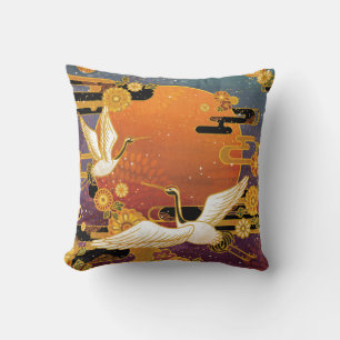 Cojín Decorativo Crane Bird Chrysanthemum Patrón japonés