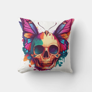 Cojín Decorativo Cráneo con alas de mariposa