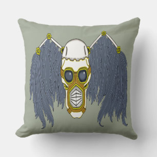 Cojín Decorativo Cráneo de Ángel Oscuro Steampunk Apocalíptico