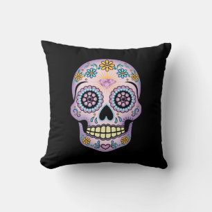 Cojín Decorativo Cráneo de azúcar morado