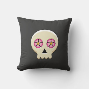 Cojín Decorativo Cráneo de Gótico kawaii con flores
