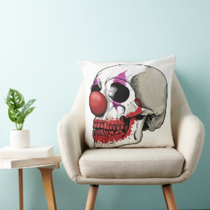 Cojín Decorativo Cráneo de Payaso Riéndose - Destino Hasta la Muert