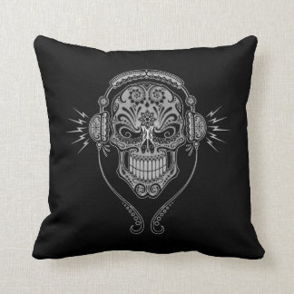 Cojín Decorativo Cráneo del azúcar de DJ, oscuro