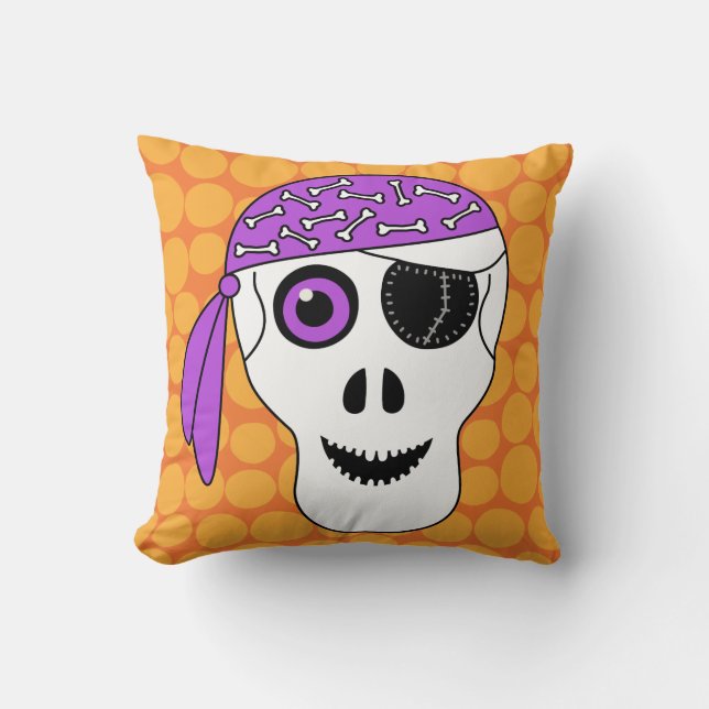 Cojín Decorativo Cráneo del pirata de Halloween (Anverso)