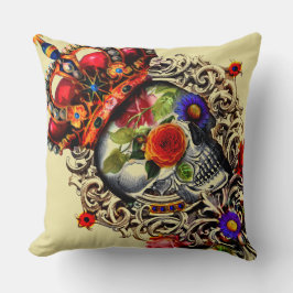 Cojín Decorativo Cráneo floral de coronado