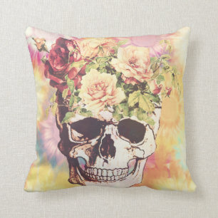 Cojín Decorativo Cráneo floral lindo