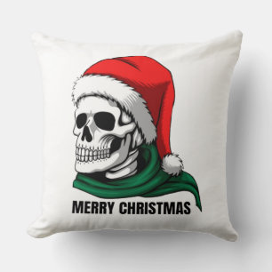 Cojín Decorativo Cráneo gótico de Navidad con sombrero de Santa – A