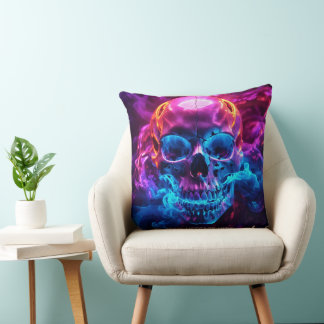Cojín Decorativo Cráneo humano hipnotizante que brilla