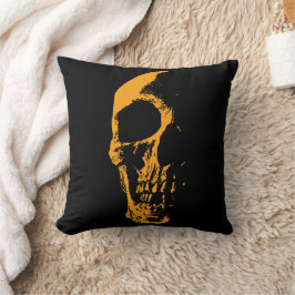 Cojín Decorativo Cráneo Iluminado Creación de Pintura Naranja