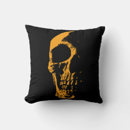 Cojín Decorativo Cráneo Iluminado Creación de Pintura Naranja