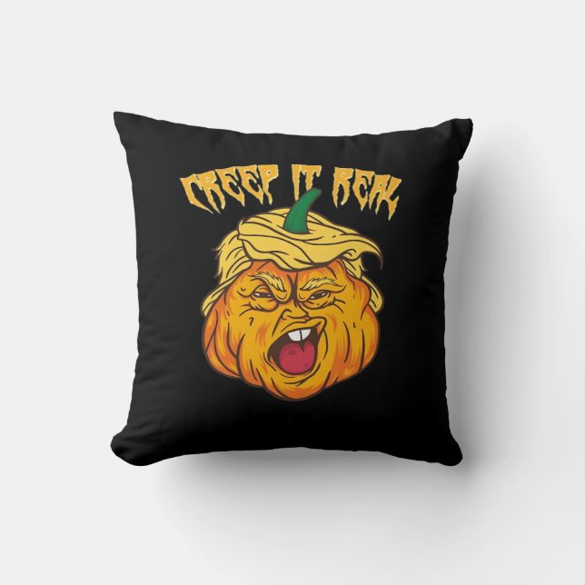 Cojín Decorativo Crazy Halloween Calabaza Ropa de Trumpkin (Anverso)