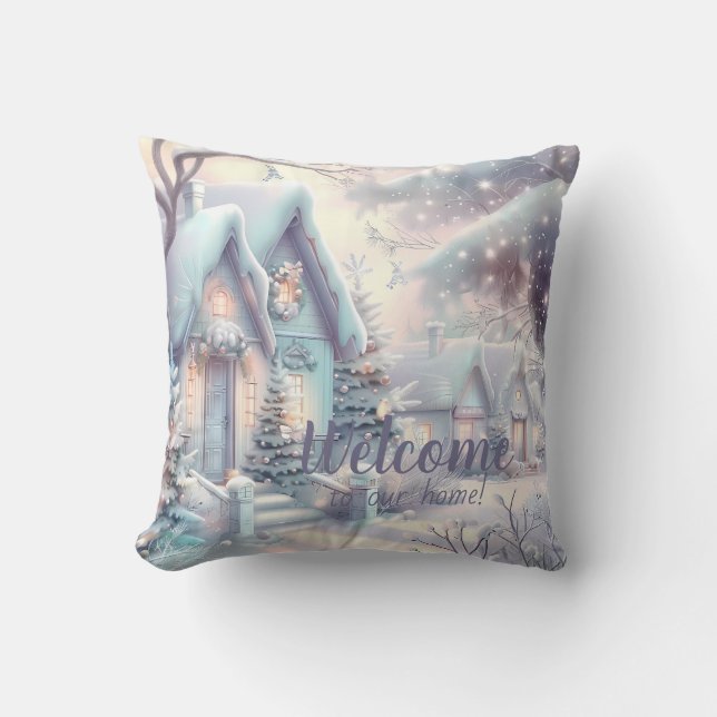 Cojín Decorativo Crea tu propia aldea de Navidades nevados irlandes (Anverso)