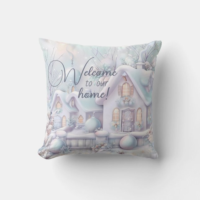 Cojín Decorativo Crea tu propia casa de nieve iridiscente para invi (Anverso)