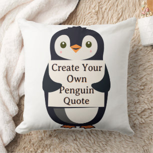 Cojín Decorativo Crea tu propia cita de pingüino
