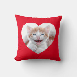 Cojín Decorativo Crea tu propia foto de borde del corazón rojo
