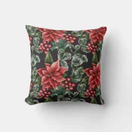 Cojín Decorativo Crea tu propia Poinsettias Rojas y Holly