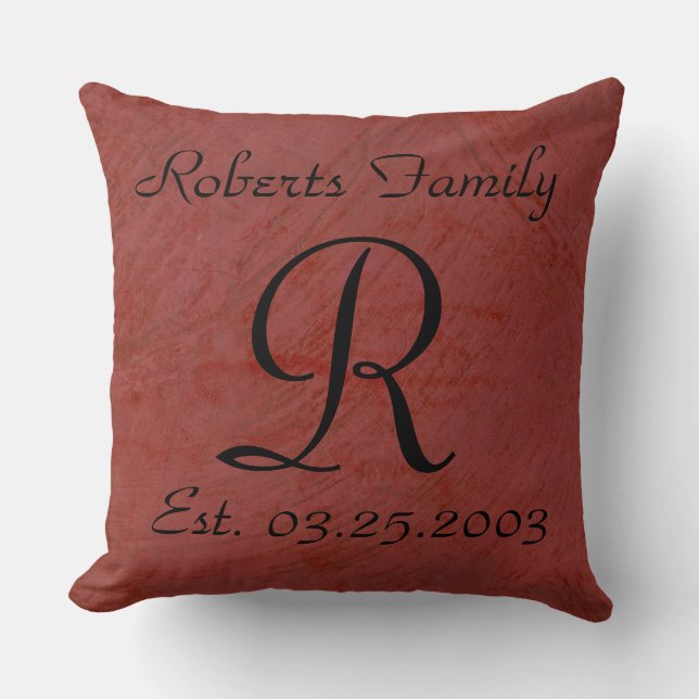 Cojín Decorativo Crea tu propio aniversario rojo de cuero falso (Anverso)