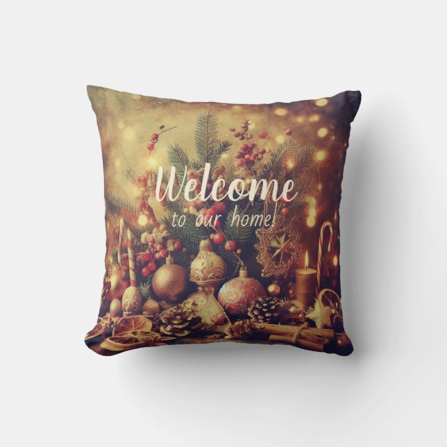 Cojín Decorativo Crea tu propio árbol de Navidad adornado (Anverso)