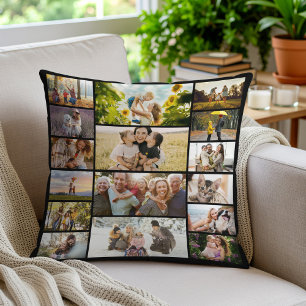 Cojín Decorativo Crea tu propio collage de 16 fotos personalizadas